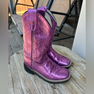 Old West Kids Metallic Purple Boots